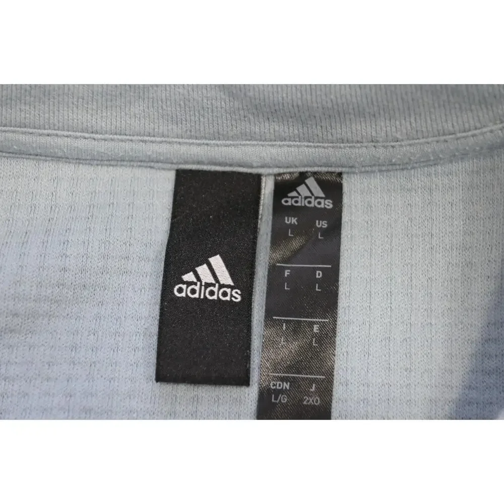 Adidas Crew Neck Sweat Shirt Sweater Blue‎ Thermal Weave Long Sleeve Mens Large